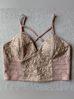 Lace Bralette Crop Top in Blush